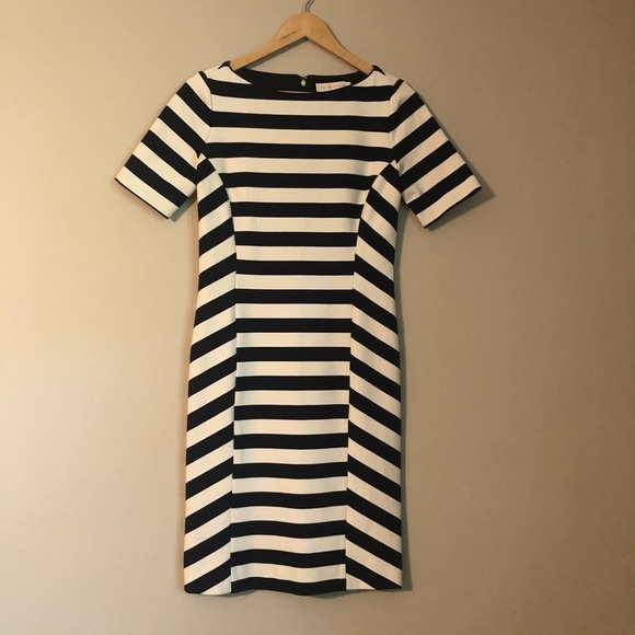 Tory Burch Augusta Fitted Striped Dress Nautical Size Small - Picture 4 of 14